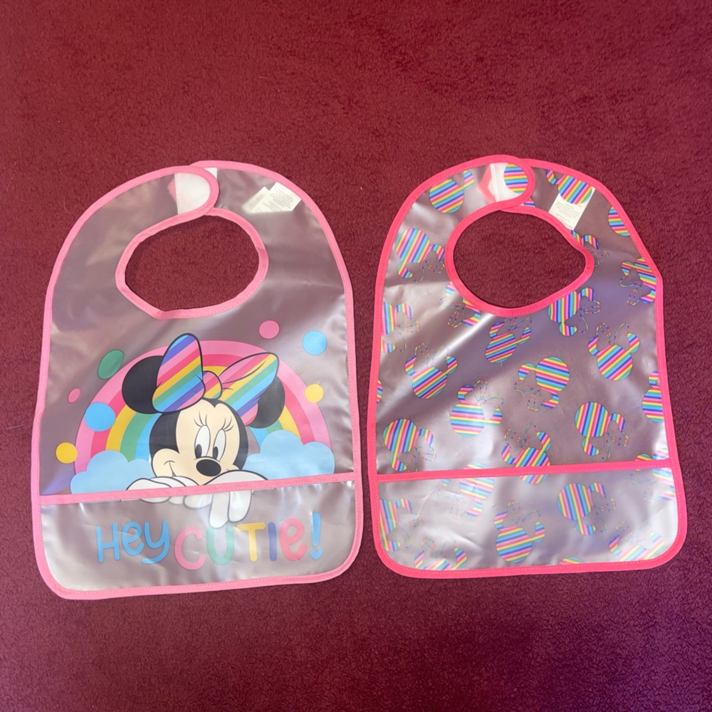Plastic Minnie Mouse Baby Bibs